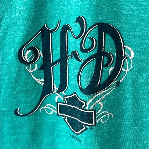 Harley Davidson Sturgis Teal Short Sleeve Top - XL* - Picture 6 of 9